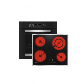 Miele H 2467B OB BL + KM 6520FR Φούρνος άνω Πάγκου 76lt με Κεραμικές Εστίες Π59.5εκ. Μαύρος